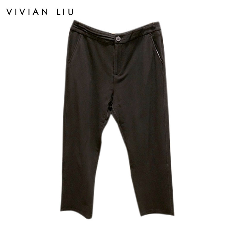 VIVIAN LIU薇薇安刘R2437501夏女装新款斜插兜拉链直筒长裤