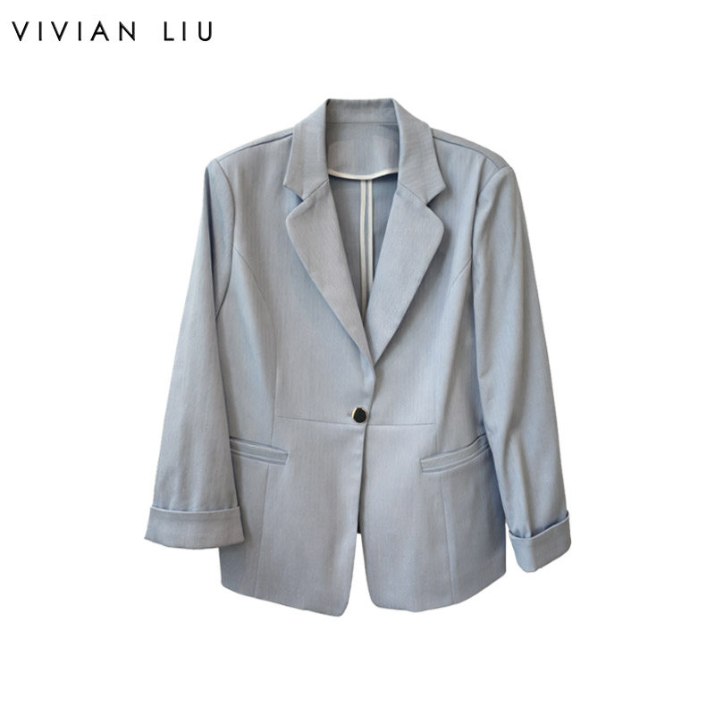 VIVIAN LIU薇薇安刘A2623102春女装新款九分袖一粒扣薄款西装外套