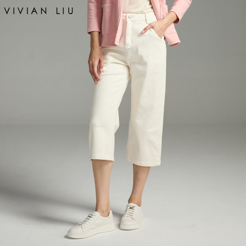 斜插兜直筒显瘦牛仔裤