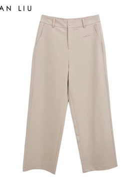 VIVIAN LIU A2535001 25夏季新款斜插兜腰部拉链直筒休闲宽松长裤
