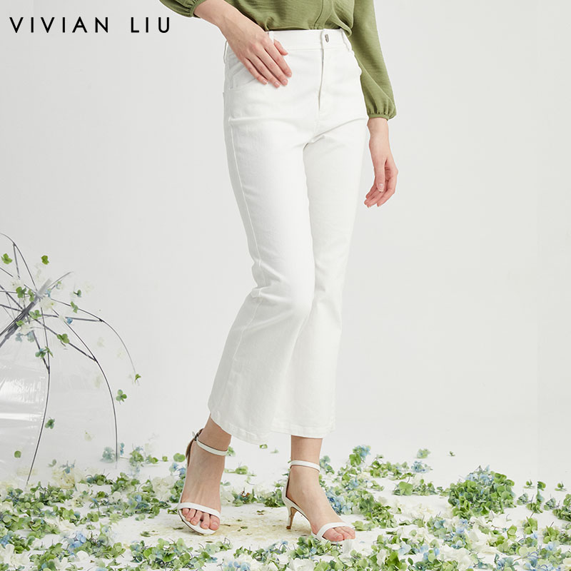 VIVIAN LIU薇薇安刘R2425005春女装新款时尚斜插兜显瘦微喇长裤