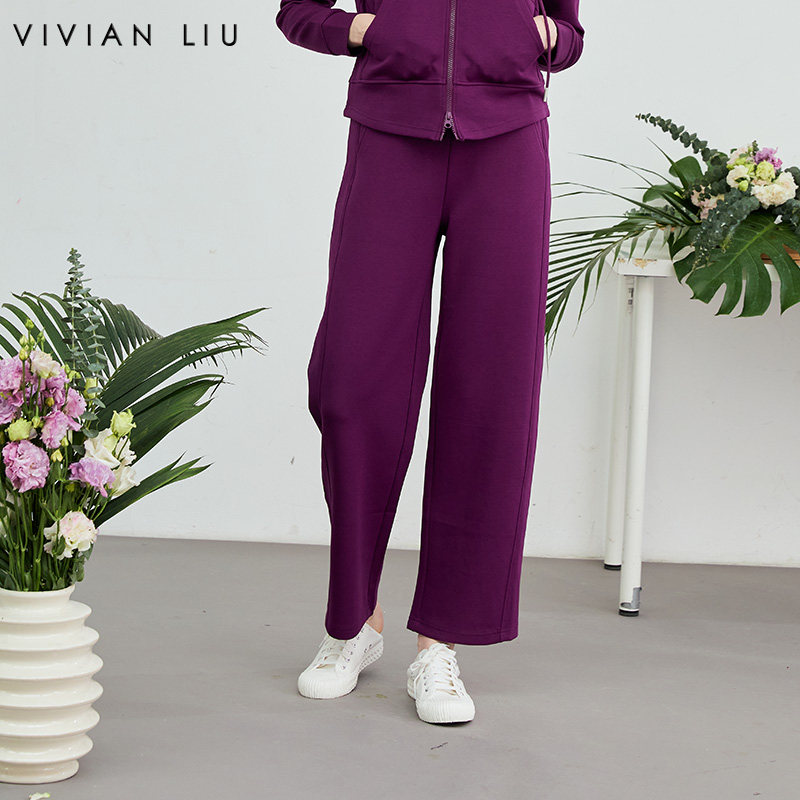 VIVIAN LIU薇薇安刘D2617501春女装新款斜插兜显瘦直筒休闲长裤
