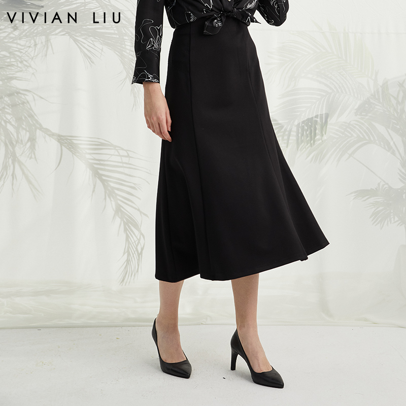 时尚收腰显瘦大裙摆A字半裙