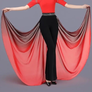 形体礼仪服渐变腰封腰巾腰带训练服舞蹈服走秀腰纱女星辰步态飘纱