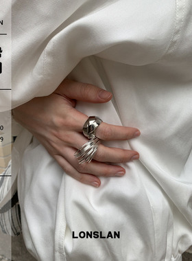 LONSLAN ACC 春夏设计感线条夸张百搭简约配饰叠戴戒指