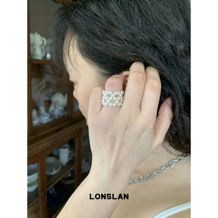 食指戒百搭戒指 2025ss可爱俏皮珍珠镂空法式 LONSLAN ACC