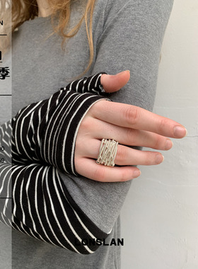 LONSLAN ACC 秋冬设计感多线条缠绕编织气质戒指百搭食指戒