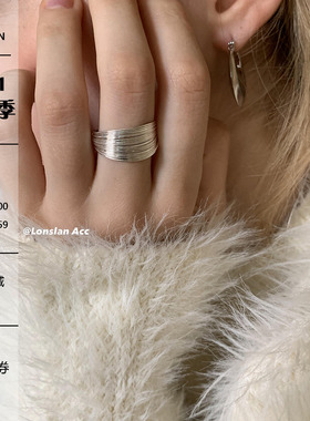 LONSLAN女925S简约编织开口戒指