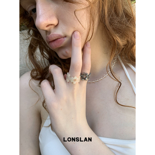 创意花朵镂空醋酸板材戒指百搭食指戒 2025ss LONSLAN ACC