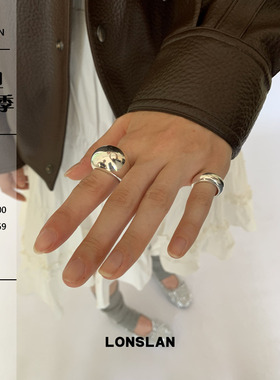 LONSLAN ACC 秋冬韩系简约蛋面椭圆夸张叠戴戒指个性指环