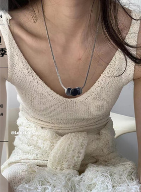 LONSLAN三个环叠层银色项链