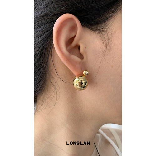 LONSLANACC质感金色圆珠耳环