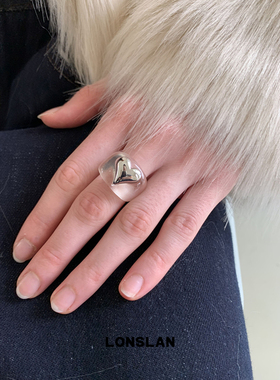 LONSLAN ACC 秋冬设计感亚克力立体爱心百搭戒指韩系食指戒
