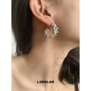 LONSLAN 2025ss编织小方石串珠设计耳环饰品 ACC