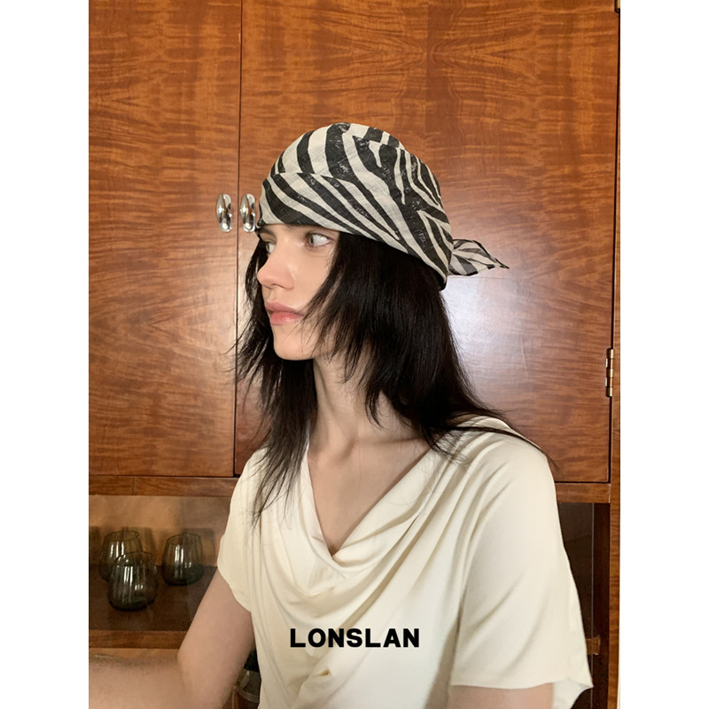 LONSLAN ACC新款韩系高级感印花小方巾高级感百搭头巾斑马纹图片