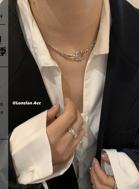 Lonslan ACC 小众设计款链条拼接项链女choker锁骨链 情侣