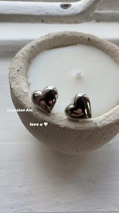 Lonslan 简约可爱有趣小小金属心机别致爱心耳饰耳钉 ACC