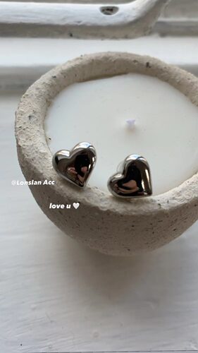 Lonslan ACC 简约可爱有趣小小金属心机别致爱心耳饰耳钉