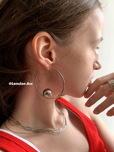 高级感金属圆球镶嵌镂空大气耳环 2024早春搭配 LONSLAN ACC