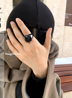 LONSLANACC质感黑色碎钻戒指组合