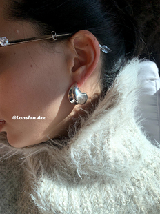 LONSLAN 小众异性独特设计INS大气高级时髦银色耳环 ACC