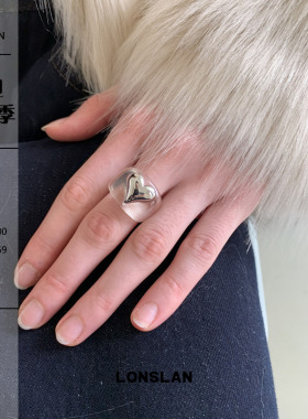 LONSLAN ACC 秋冬设计感亚克力立体爱心百搭戒指韩系食指戒