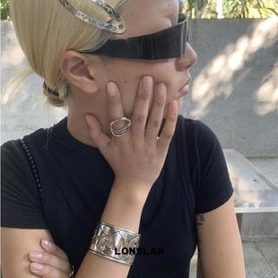 欧风夸张线条镂空银色戒指百搭食指戒 2025SS个性 LONSLAN ACC