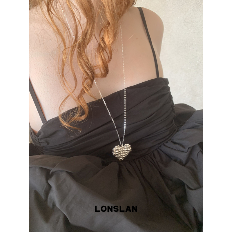 LONSLAN ACC 2025ss 韩系简约串珠长款爱心项链毛衣链百搭配饰