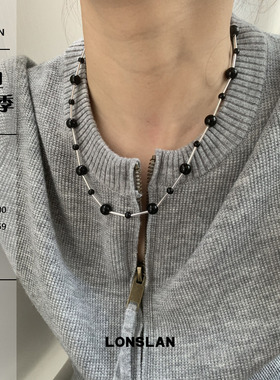 LONSLAN ACC 秋冬设计感不规则珠珠串珠锁骨链ins冷淡风项链