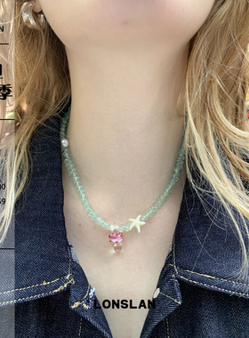 LONSLAN ACC 2025ss 春夏可爱串珠蘑菇项链ins时尚配饰