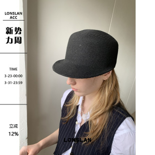 黑色编织马术遮阳帽纯色简约小礼帽 2025ss韩版 LONSLAN ACC