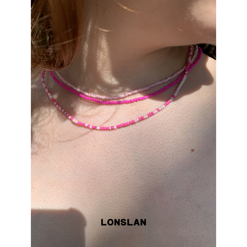 LONSLAN ACC 2025ss 彩色夏天极细款串珠项链叠戴锁骨链