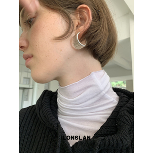 戒指叠戴配饰 秋冬设计感银色磨砂圆弧耳环＋宽版 LONSLAN ACC
