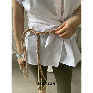 LONSLAN 2025ss手工编织麻花流苏腰带穿搭小点缀绑带 ACC