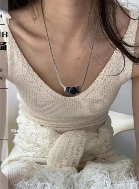 LONSLAN三个环叠层银色项链