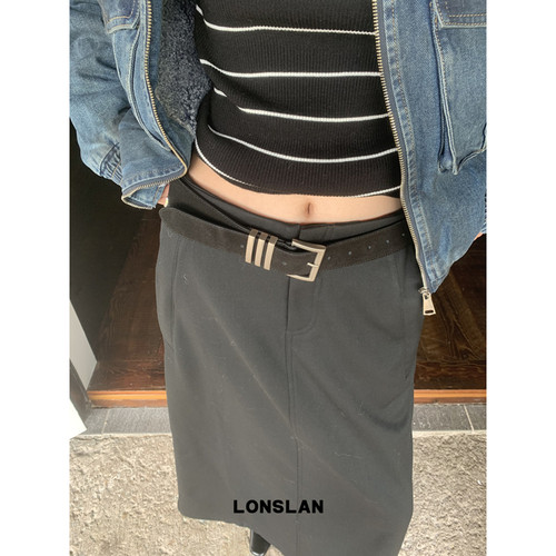 LONSLANACC麂皮金属头腰带