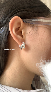 LONSLAN 日常百搭银色小巧可爱耳钉螺旋状耳环 ACC