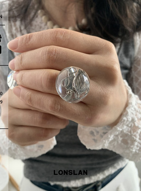 LONSLAN ACC 2025ss夏日清透感半圆球树脂戒指可开口叠戴指环