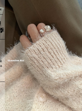 小众设计感熔岩百搭开扣金属戒指