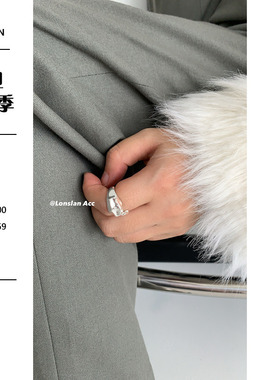 Lonslan ACC 质感不规则凹凸面小众设计感极开口戒指 情侣通用