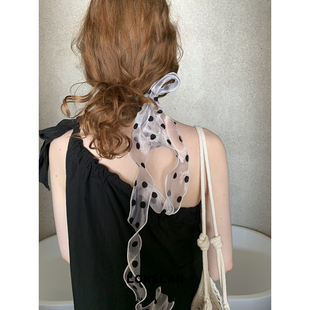 波点丝巾绑带装 LONSLAN 简约长款 2025ss 饰搭配 ACC