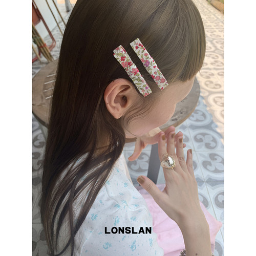 LONSLAN ACC 春夏可爱少女感碎花蝴蝶结发卡法式复古刘海夹侧边夹