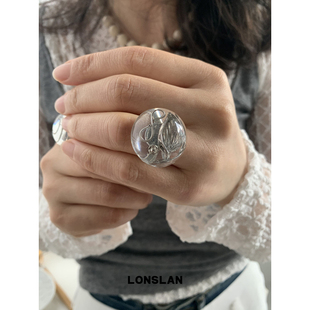 LONSLAN 2025ss夏日清透感半圆球树脂戒指可开口叠戴指环 ACC