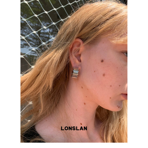 LONSLAN ACC 26秋冬时尚拼接圆形耳钉百搭个性耳饰