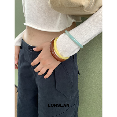 LONSLAN ACC设计感亚克力彩色树脂手镯秋冬配饰