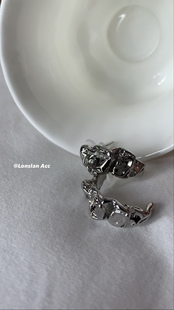 小众耳环金属色凹凸耳环耳饰 不规则设计感 Lonslan ACC