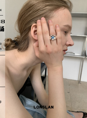 LONSLAN ACC 春夏可爱精致绿松石小花戒指银色ins可爱指环