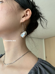 质感约会精致立体爱心吊坠挂耳环耳饰 法式 LONSLAN ACC