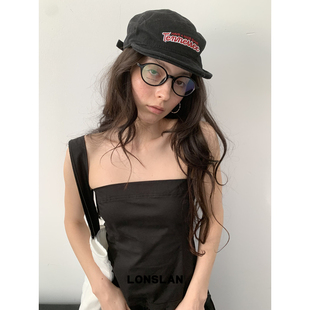 LONSLAN 2025ss帅气气质刺绣拼色平檐棒球帽百搭遮阳帽 ACC