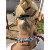 2025SS韩国醋酸碎钻小花椭圆边夹法式 LONSLAN ACC 发夹刘海一字夹